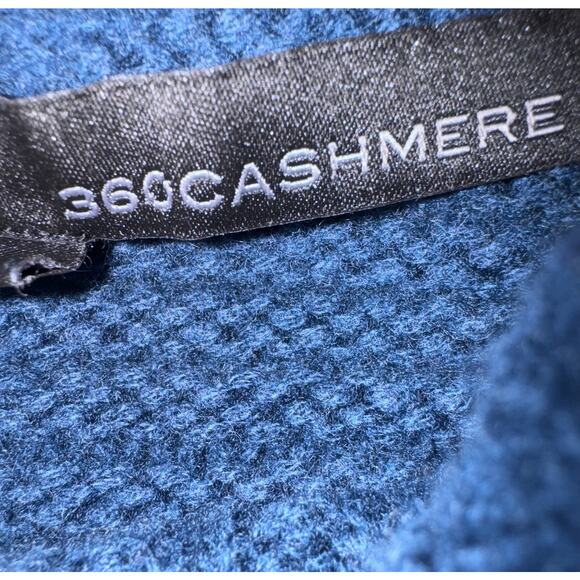 360 Cashmere 100% Cashmere Blue Boxy Chunky Knit Turtleneck Sweater XS - Picture 6 of 10